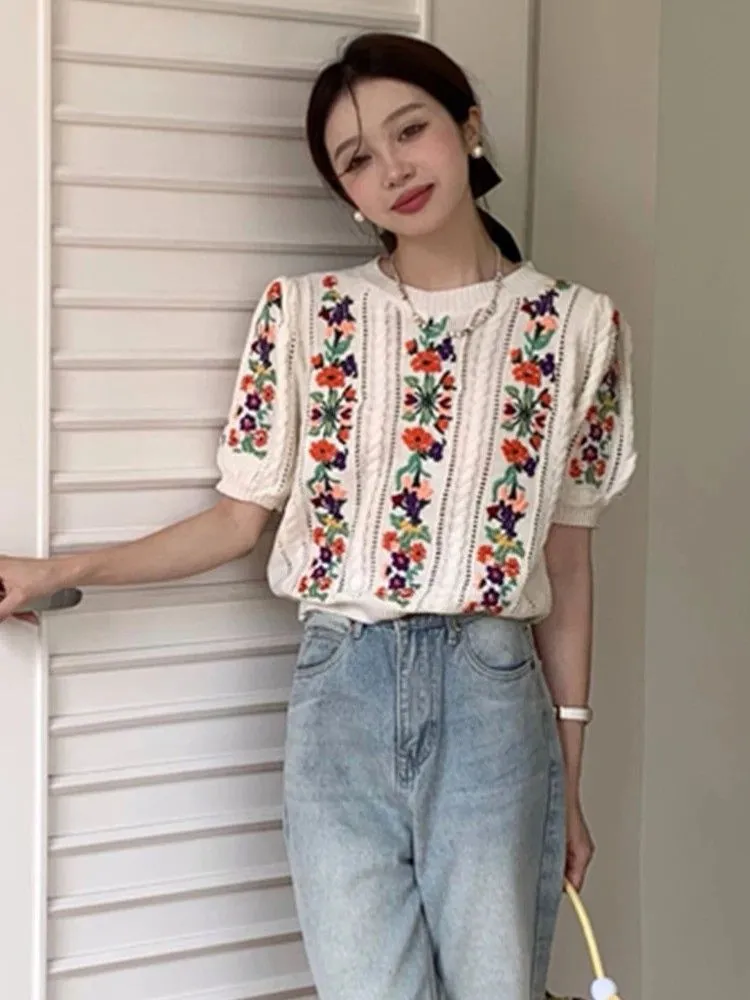 Floral Short Sleeve Pullover
