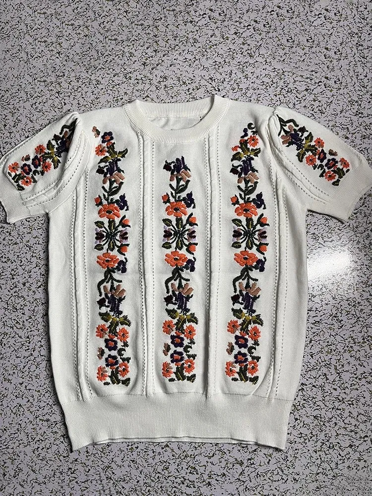 Floral Short Sleeve Pullover