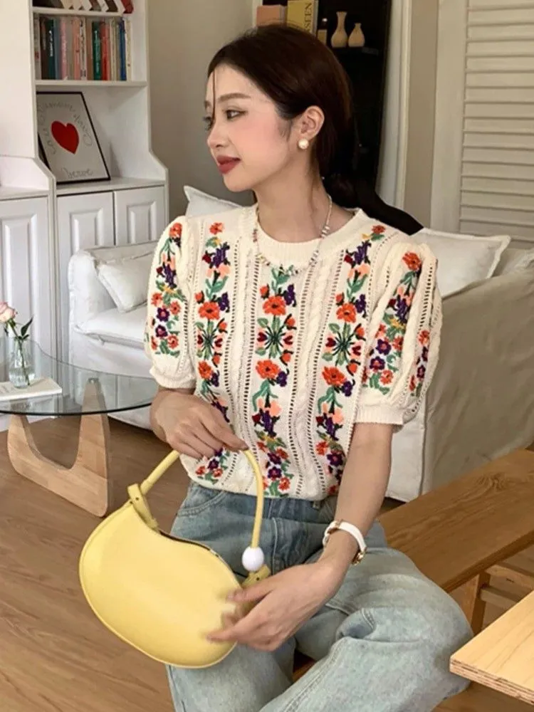 Floral Short Sleeve Pullover