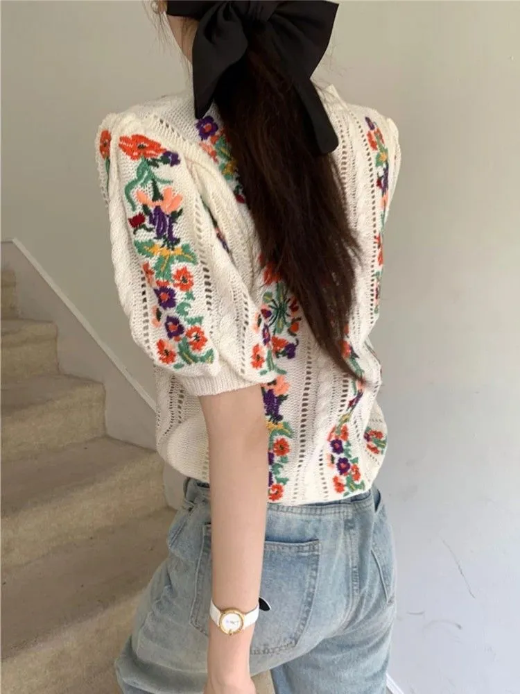 Floral Short Sleeve Pullover