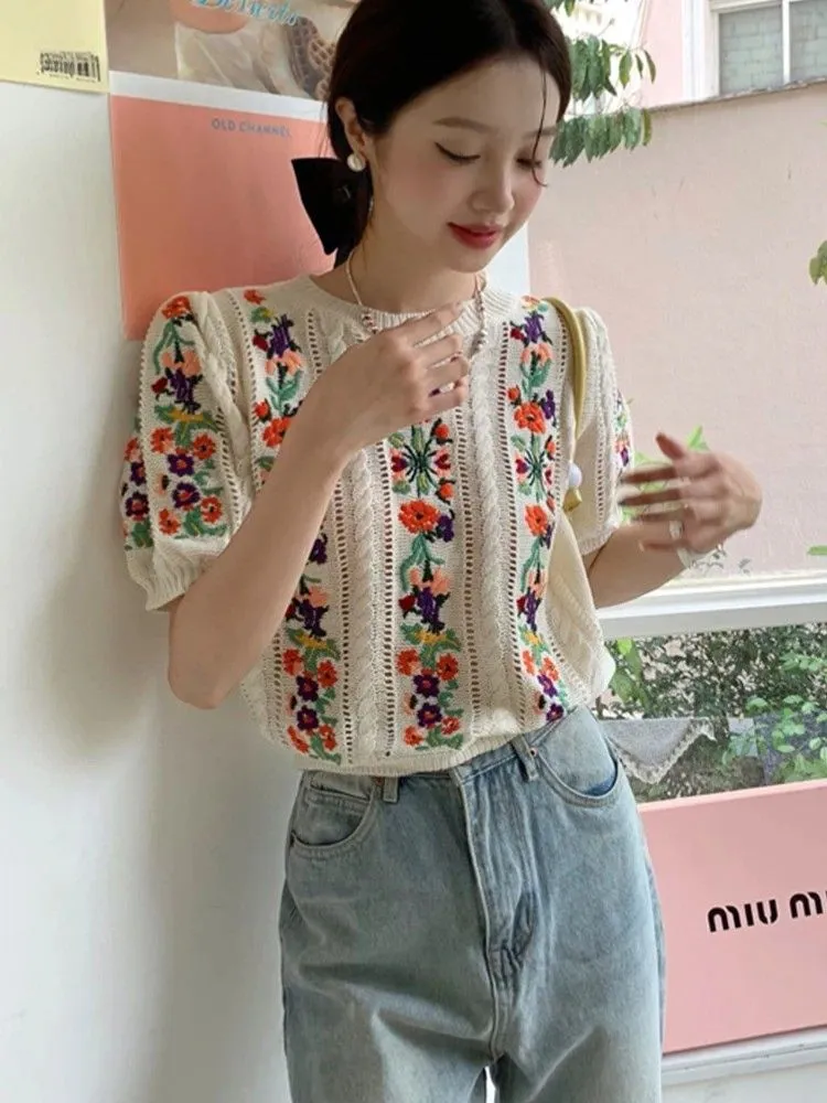 Floral Short Sleeve Pullover