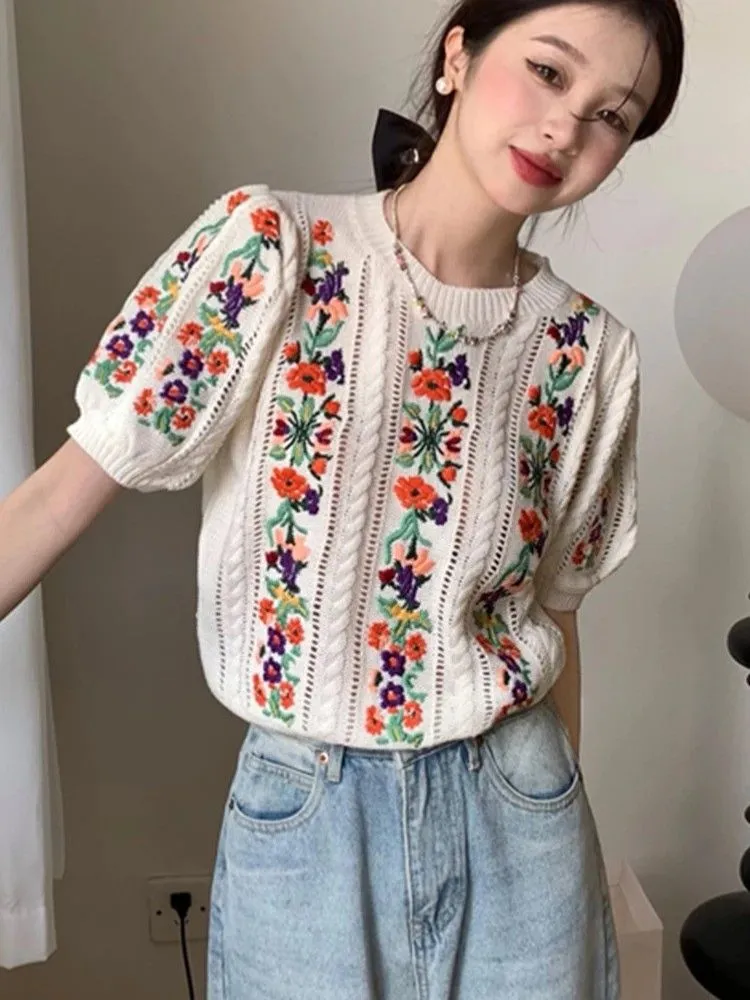 Floral Short Sleeve Pullover