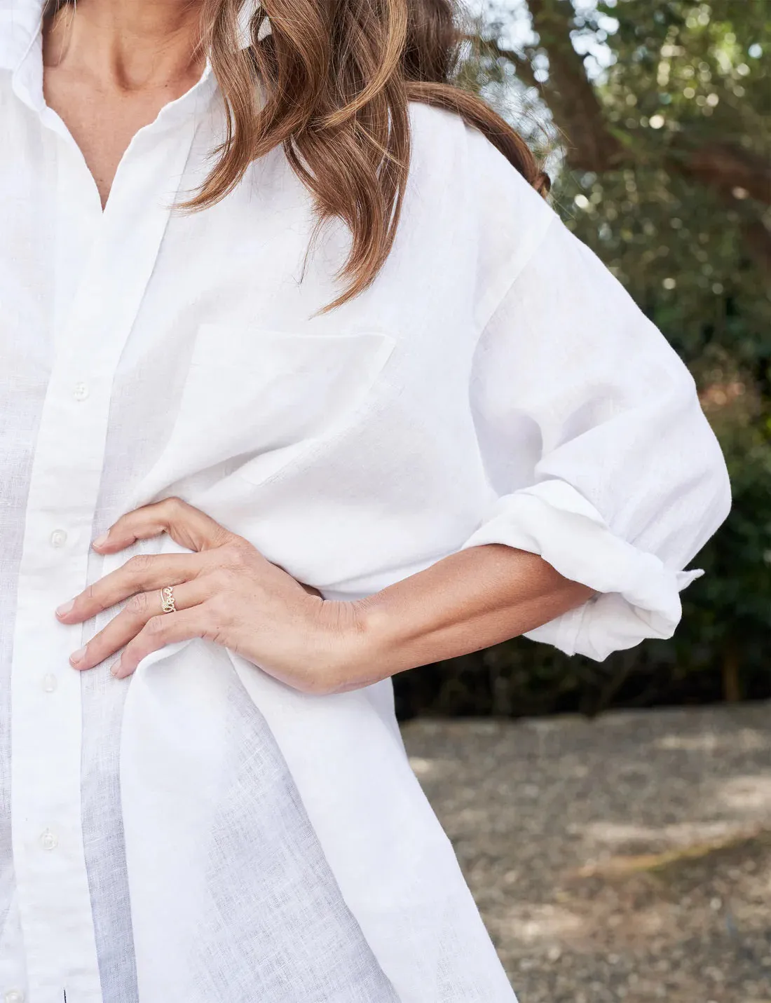 FRANK AND EILEEN - MACKENZIE EXAGGERATED ONE SIZE BUTTON UP SHIRT IN LIVED IN LINEN