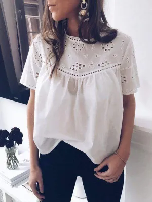 Free Shipping Hollow Out Blouses