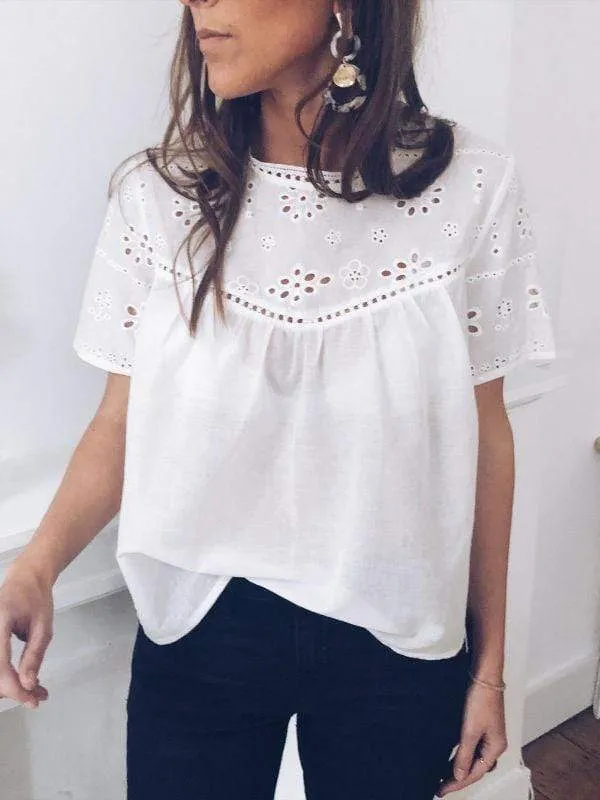 Free Shipping Hollow Out Blouses