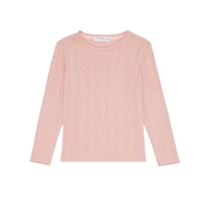 girls camellia pink pointelle long sleeve shirt
