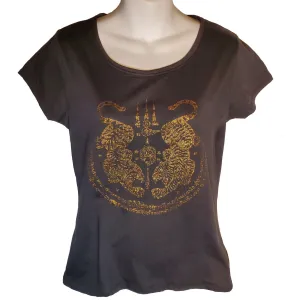 Gold Tigers on Black T-shirt