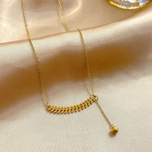 Golden Leaf Dangle Necklace