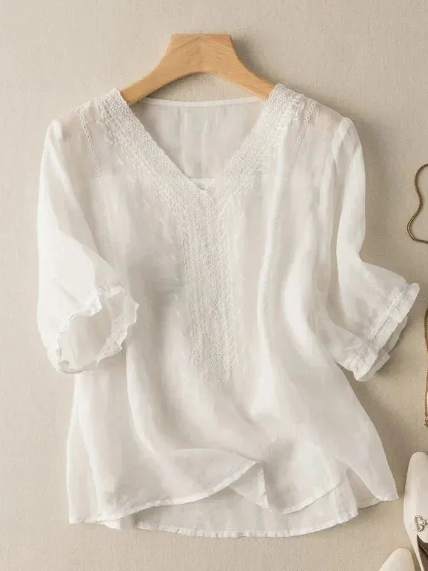 Graceful Lace Overlay Bright white coloured TOP