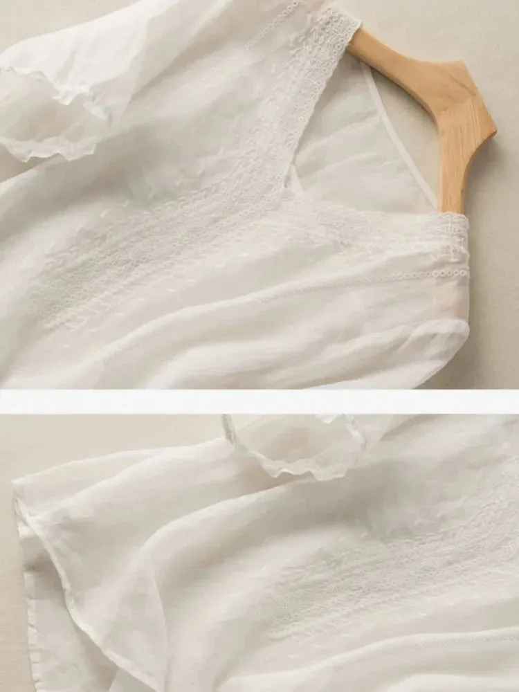 Graceful Lace Overlay Bright white coloured TOP