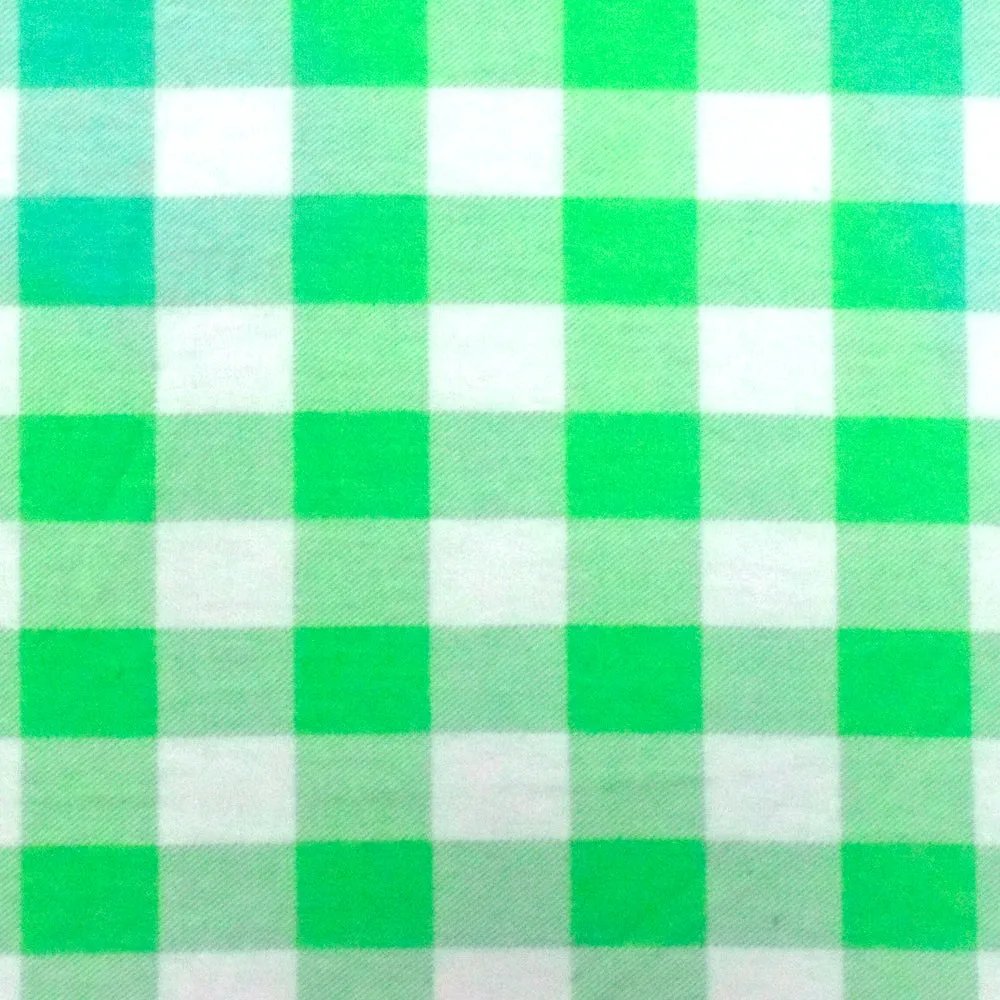 Green-Jade-White Gingham Printed Stretch Polyester Jersey Knit Fabric