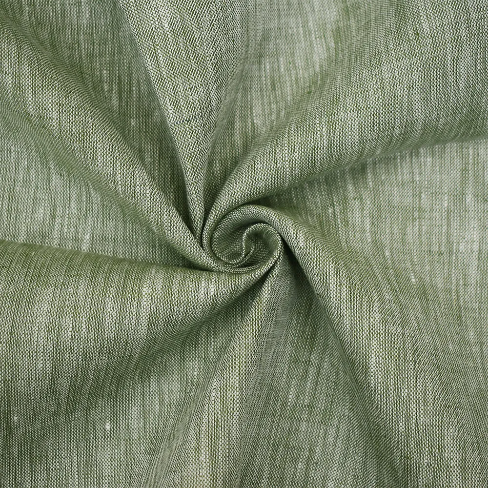 Green-White Spence Bryson Slub Texture Irish Linen Chambray Woven Fabric