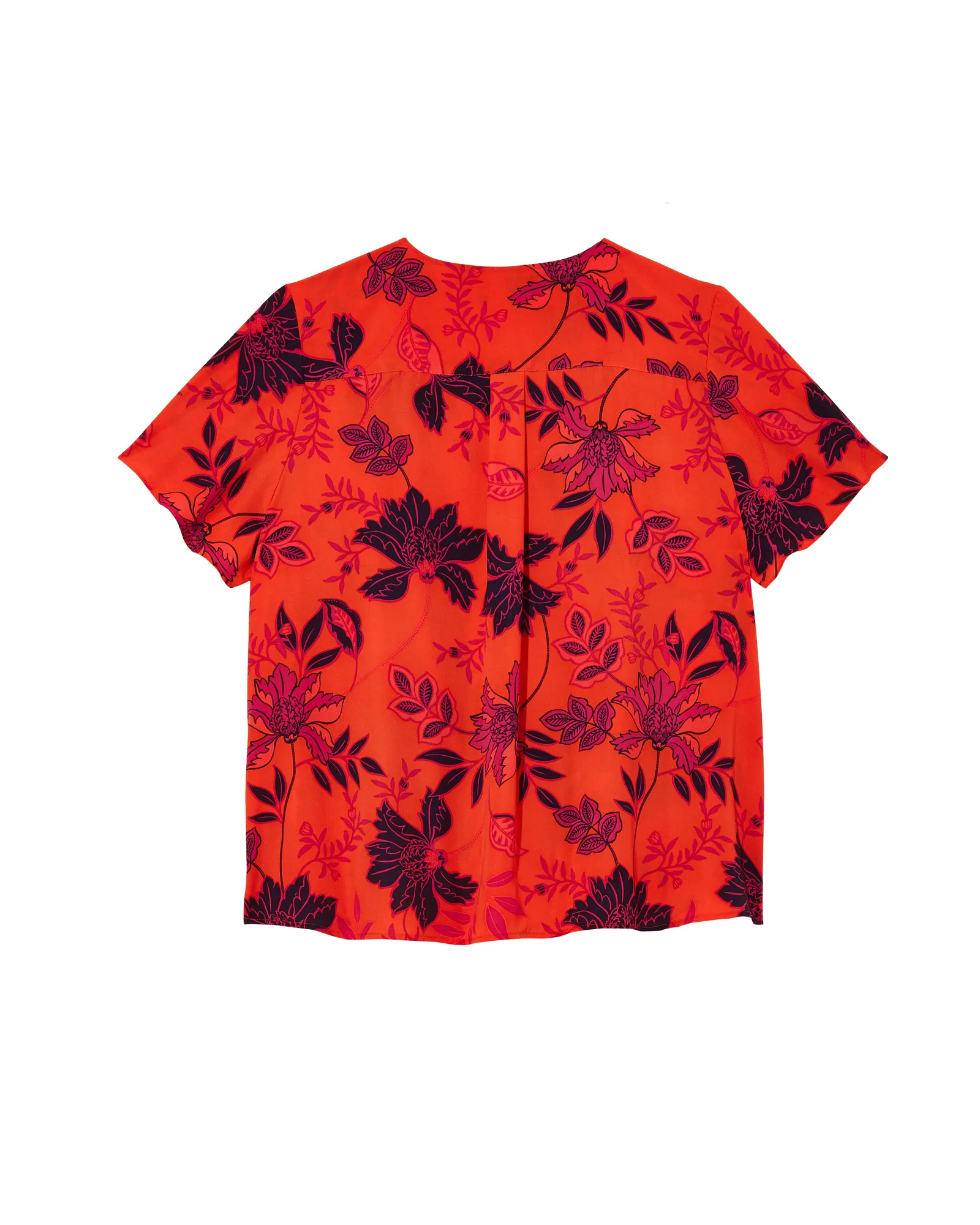 Greta Short Flutter Sleeve Top | Orange / Navy