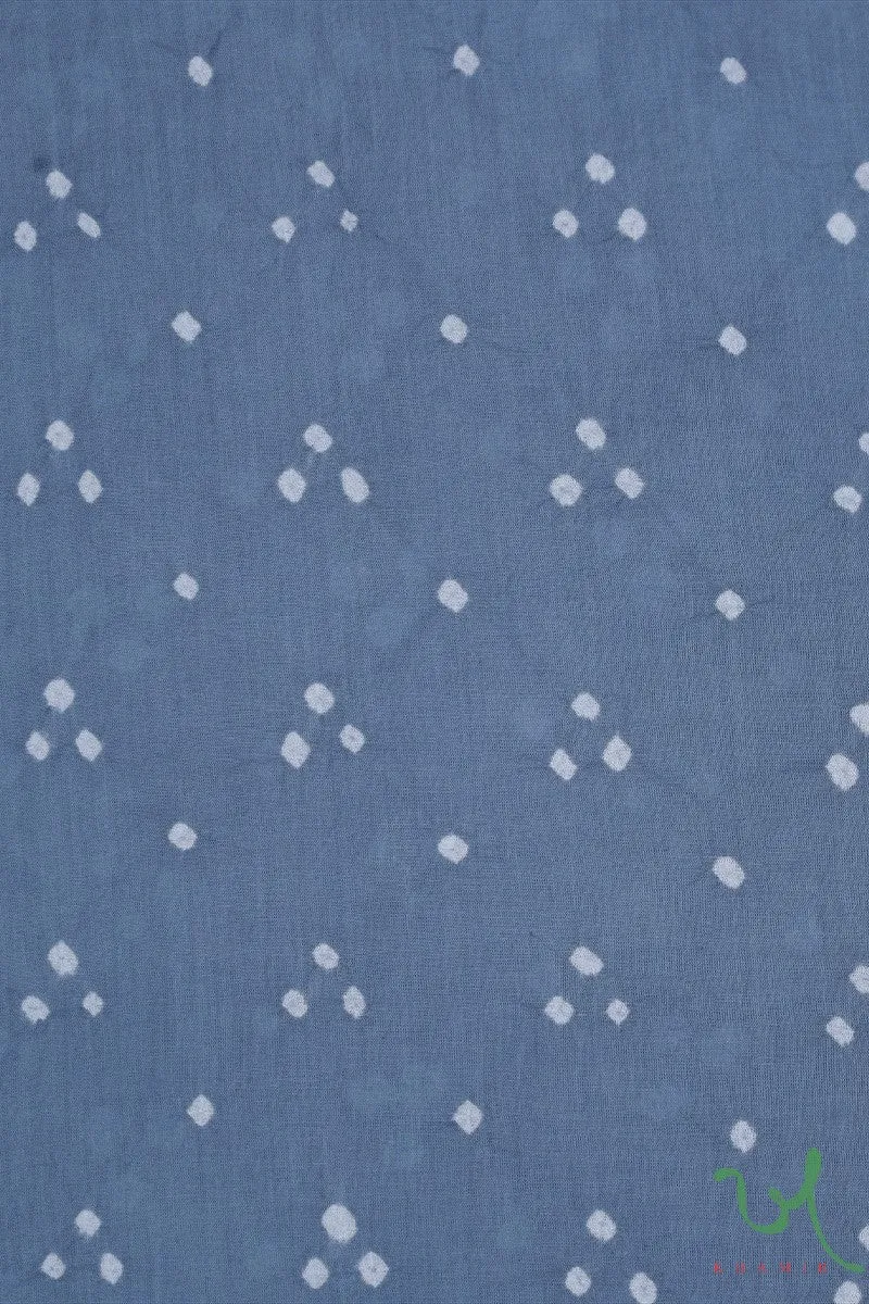 Grey Minimal Bandhani Handwoven Muslin Fabric