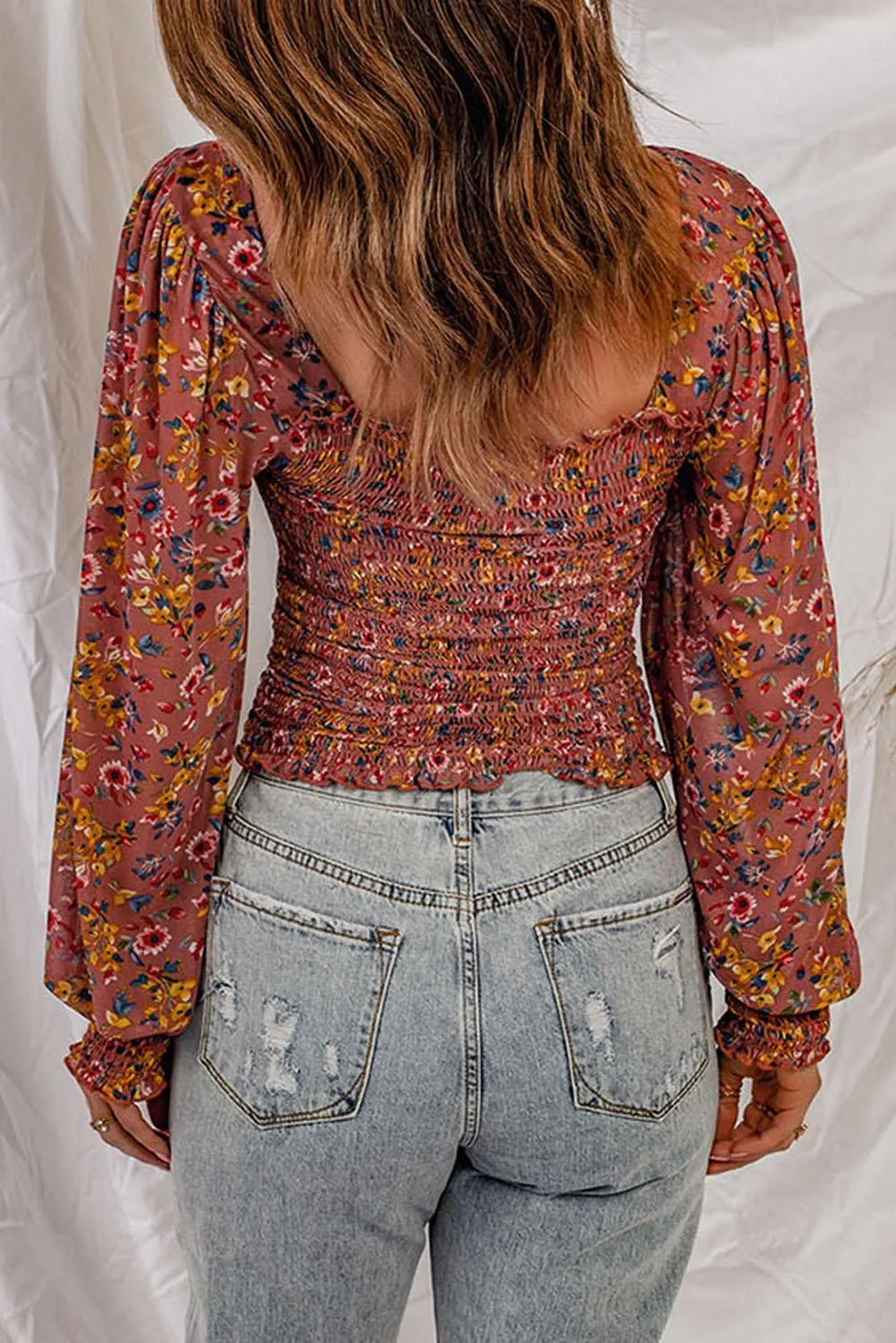 Headstrong Floral Smocked Lantern Sleeve Blouse
