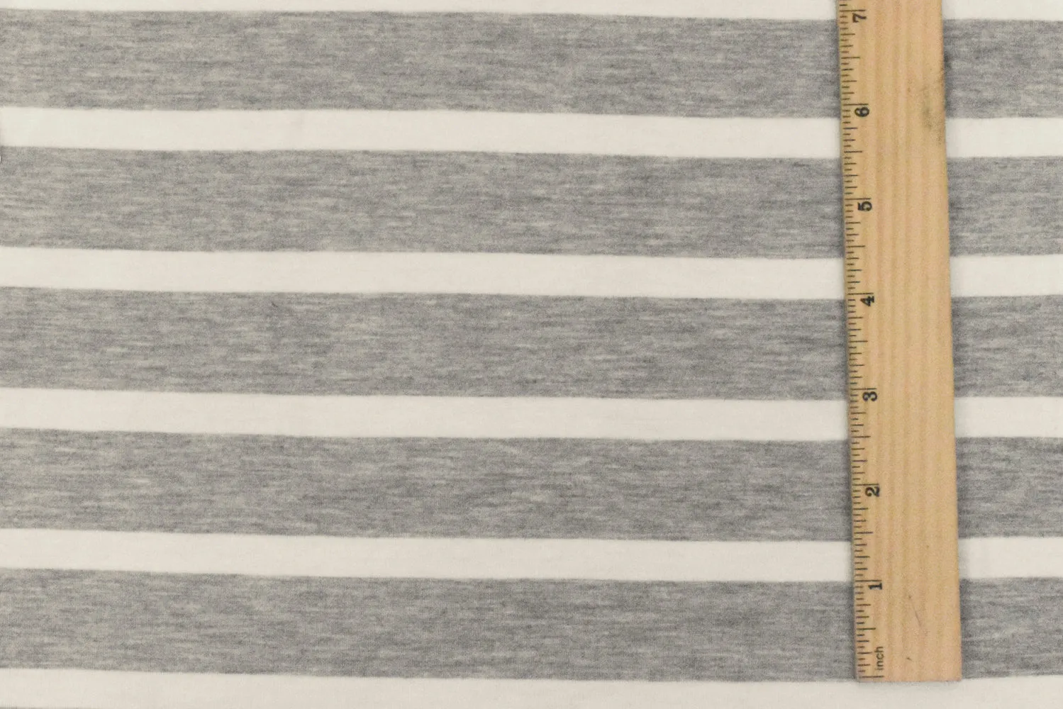 Heather Gray-Ivory Stripe Stretch Spandex Rayon Modal Jersey Knit Fabric