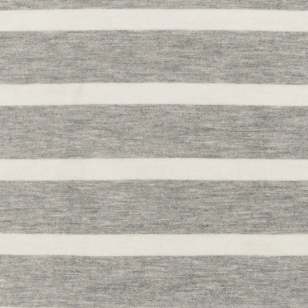 Heather Gray-Ivory Stripe Stretch Spandex Rayon Modal Jersey Knit Fabric