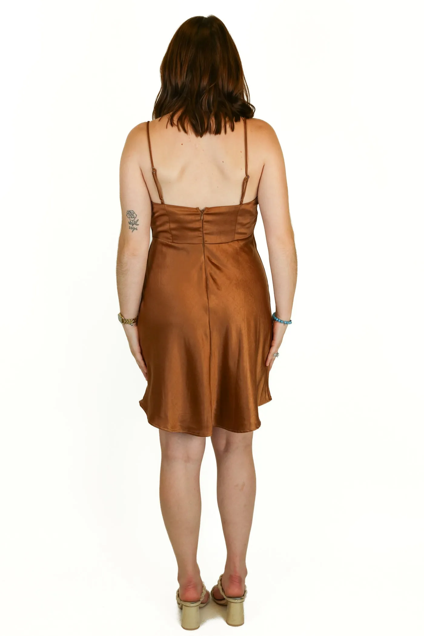 hello molly copper satin dress NWT (m)