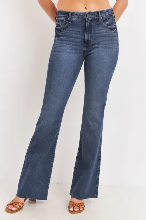 High Rise Dark Denim Scissor Cut Flare Jean