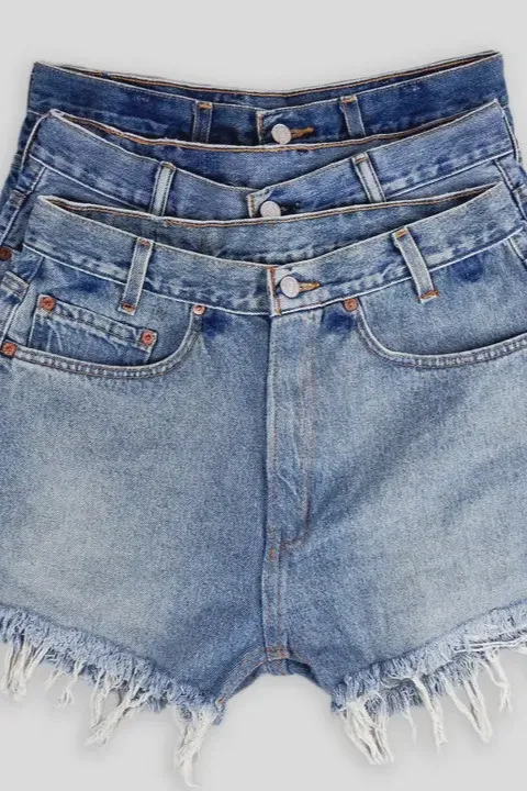 High-Rise Upcycled Denim Shorts