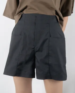 High Waist Side Pockets Shorts (Black)