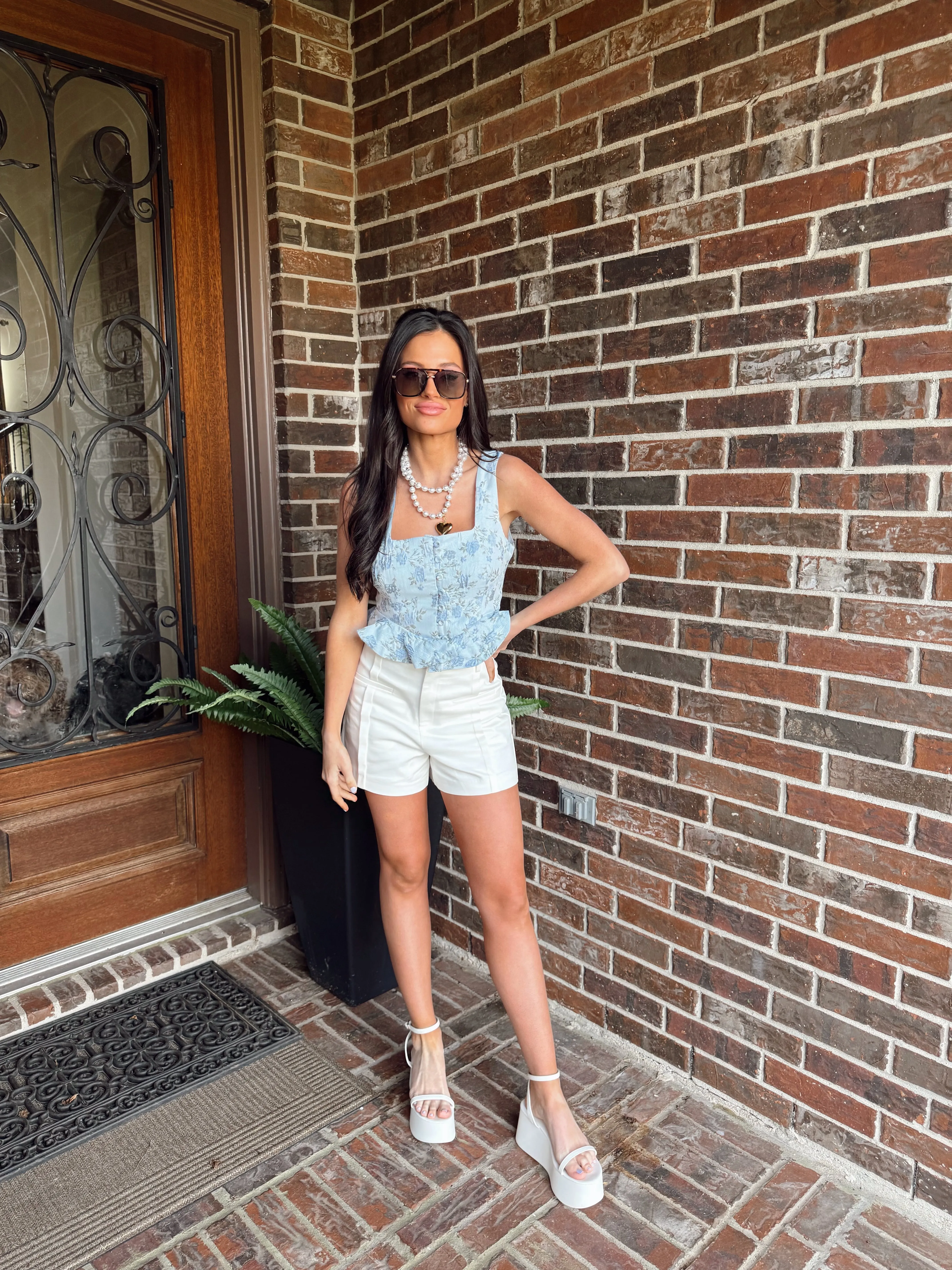 High Waisted Shorts-White