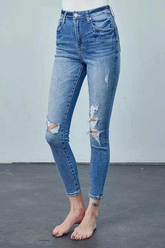 INSANE GENE HIGH RISE ANKLE SKINNY JEANS