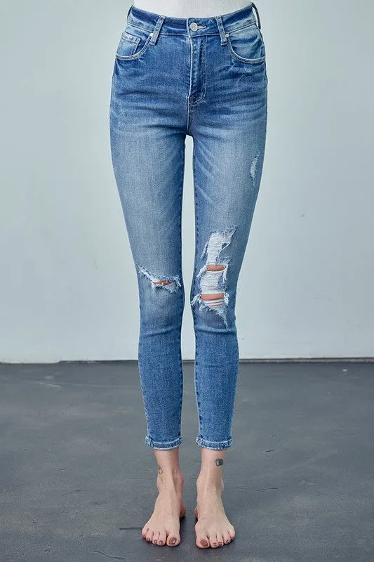 INSANE GENE HIGH RISE ANKLE SKINNY JEANS