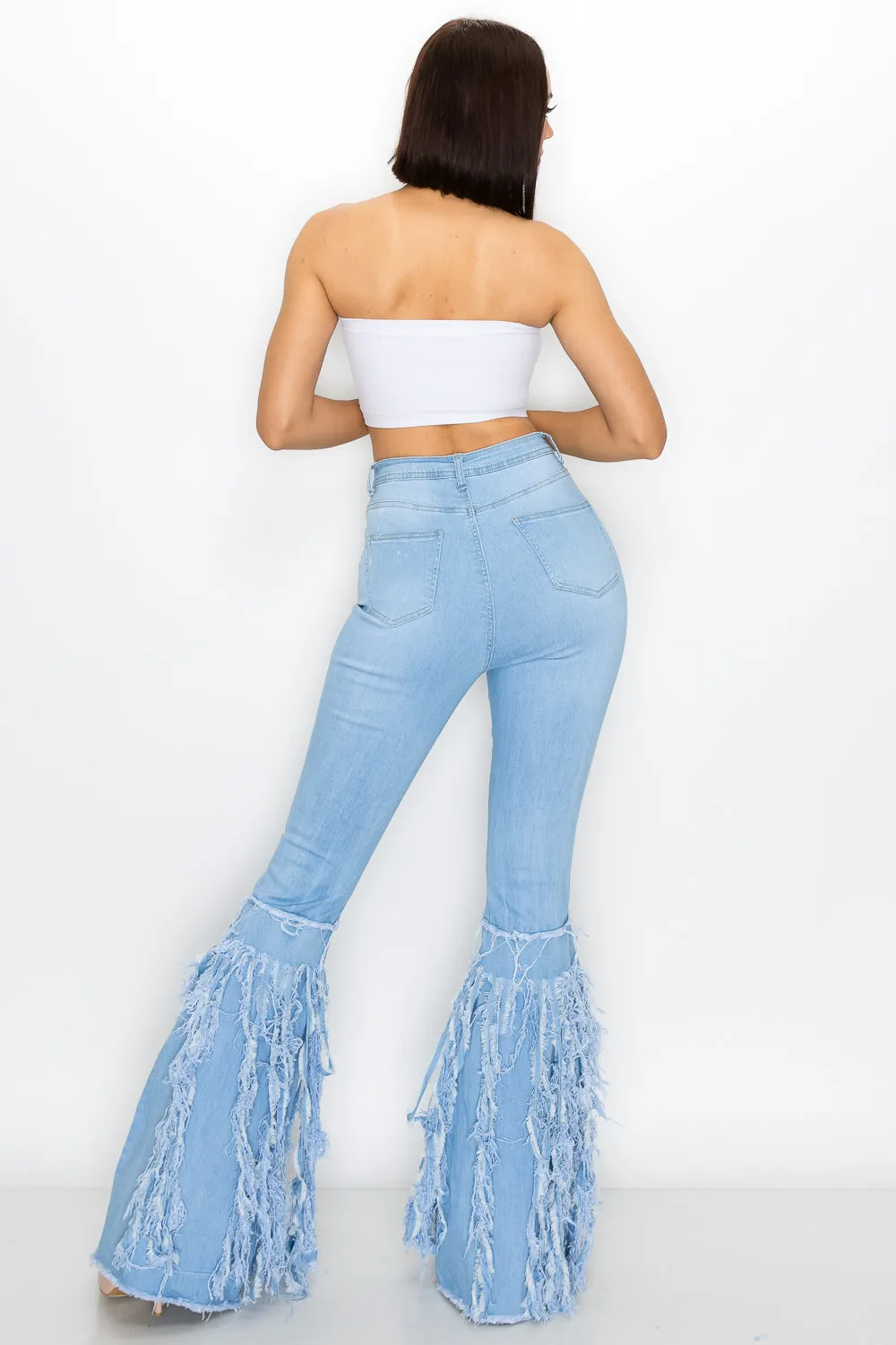 JAZZ-040 BELL BOTTOM FLARE LEG RIPPED DISTRESSED & DESTROYED JEANS