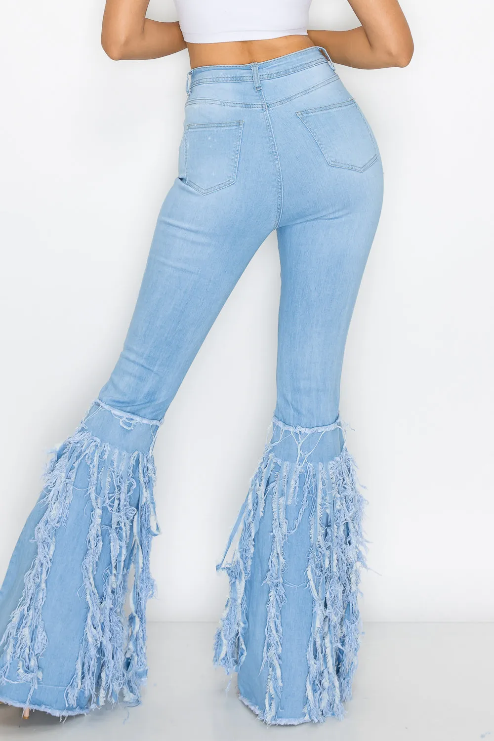JAZZ-040 BELL BOTTOM FLARE LEG RIPPED DISTRESSED & DESTROYED JEANS