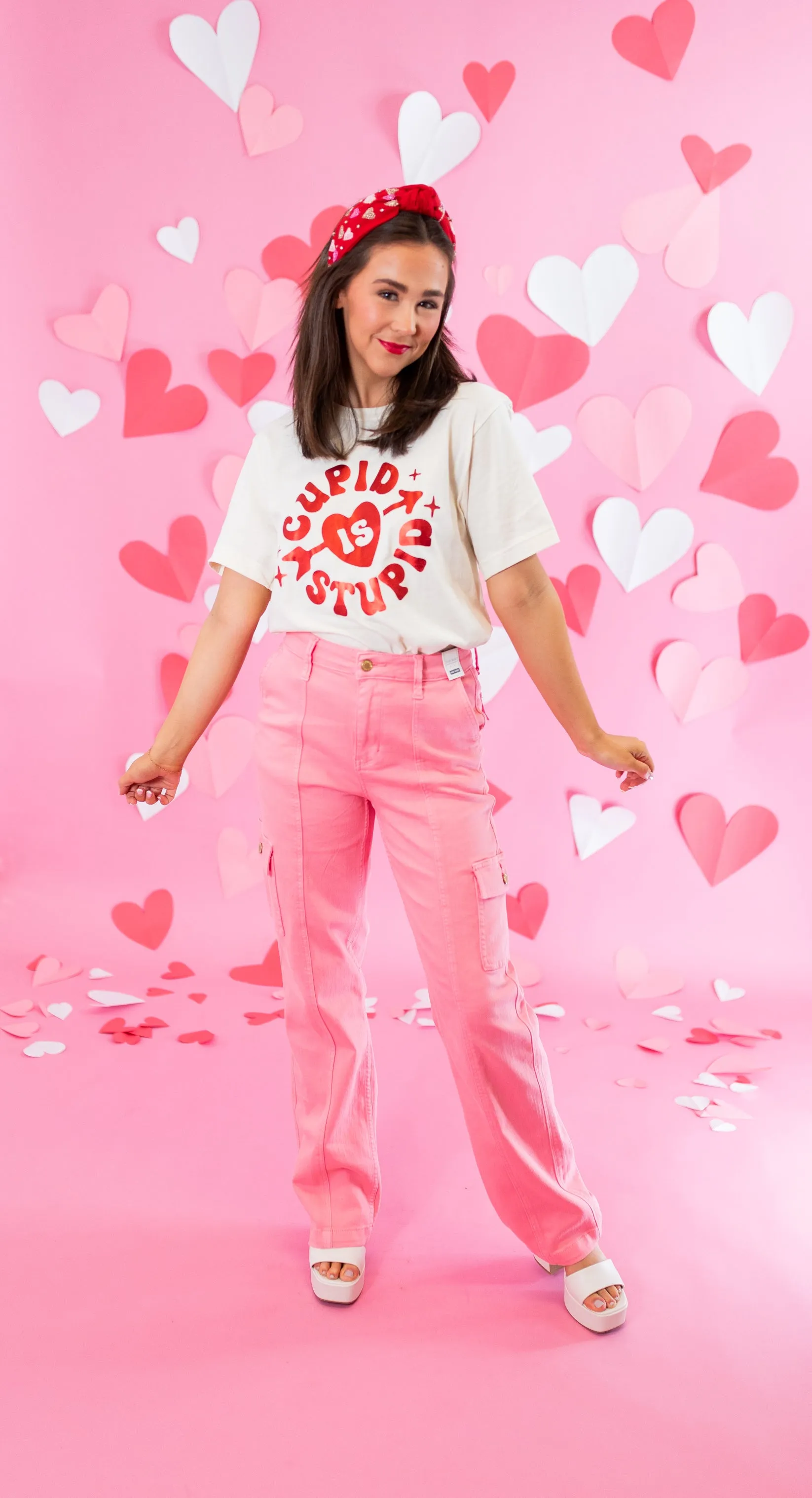 Judy Blue: High Waisted Cargo Straight Jeans - Pink