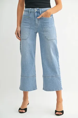 Just Black Denim Cropped Wide Leg