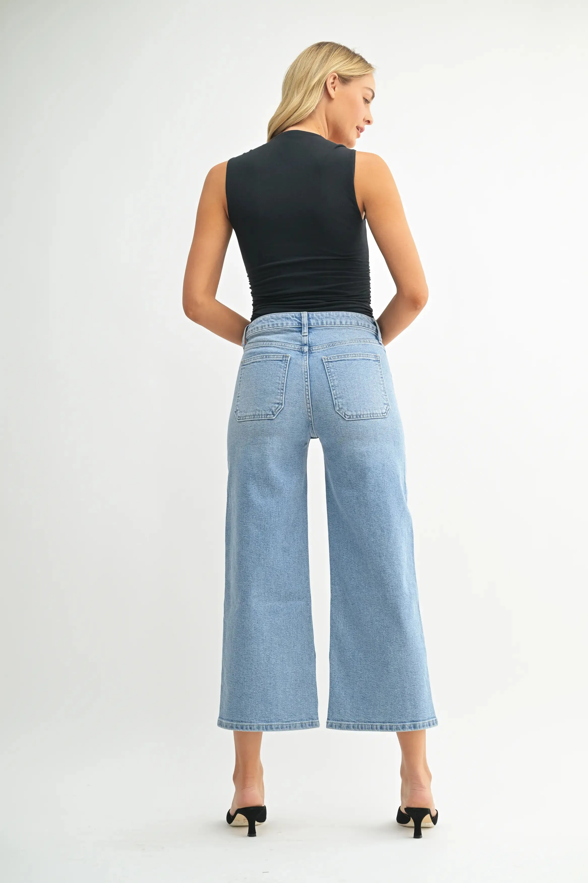 Just Black Denim Cropped Wide Leg