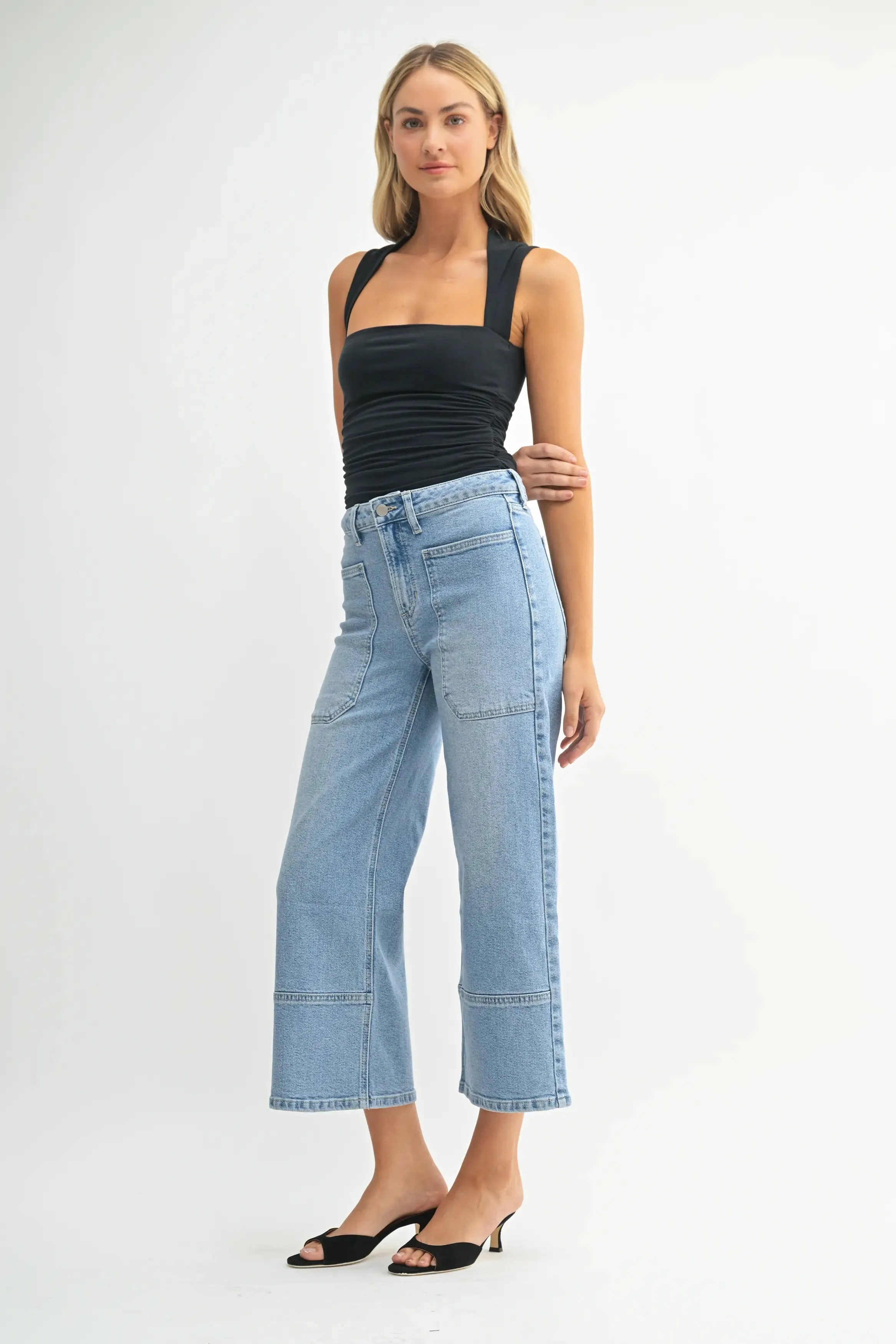 Just Black Denim Cropped Wide Leg