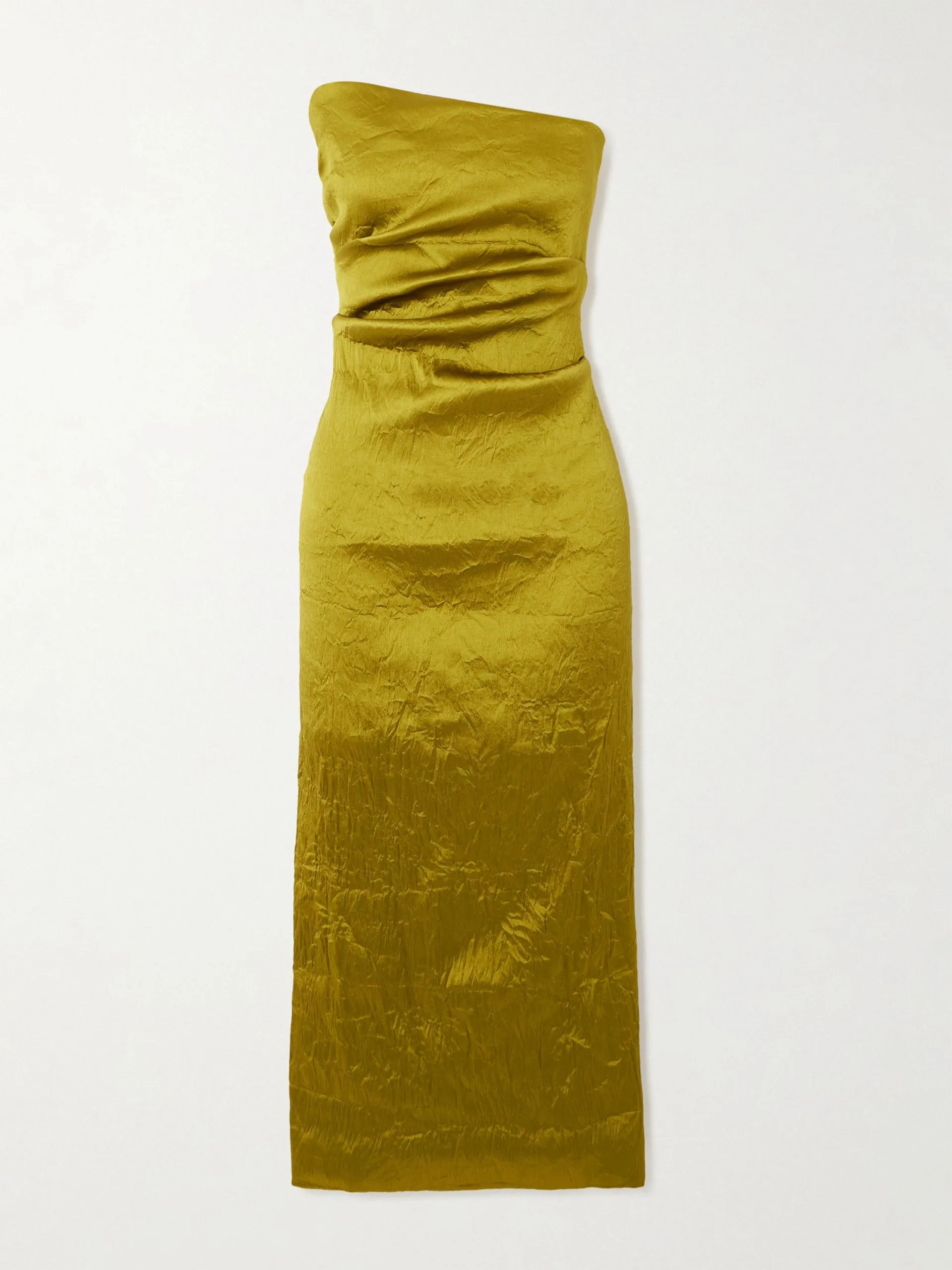 Kezia strapless gathered crinkled twill midi dress