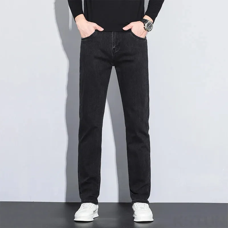 KSTUN Black Jeans Men Denim Pants Slim Fitness Stretch Trendy 2025 New Streetwear Men's Clothing Full Length Trousers Hombre