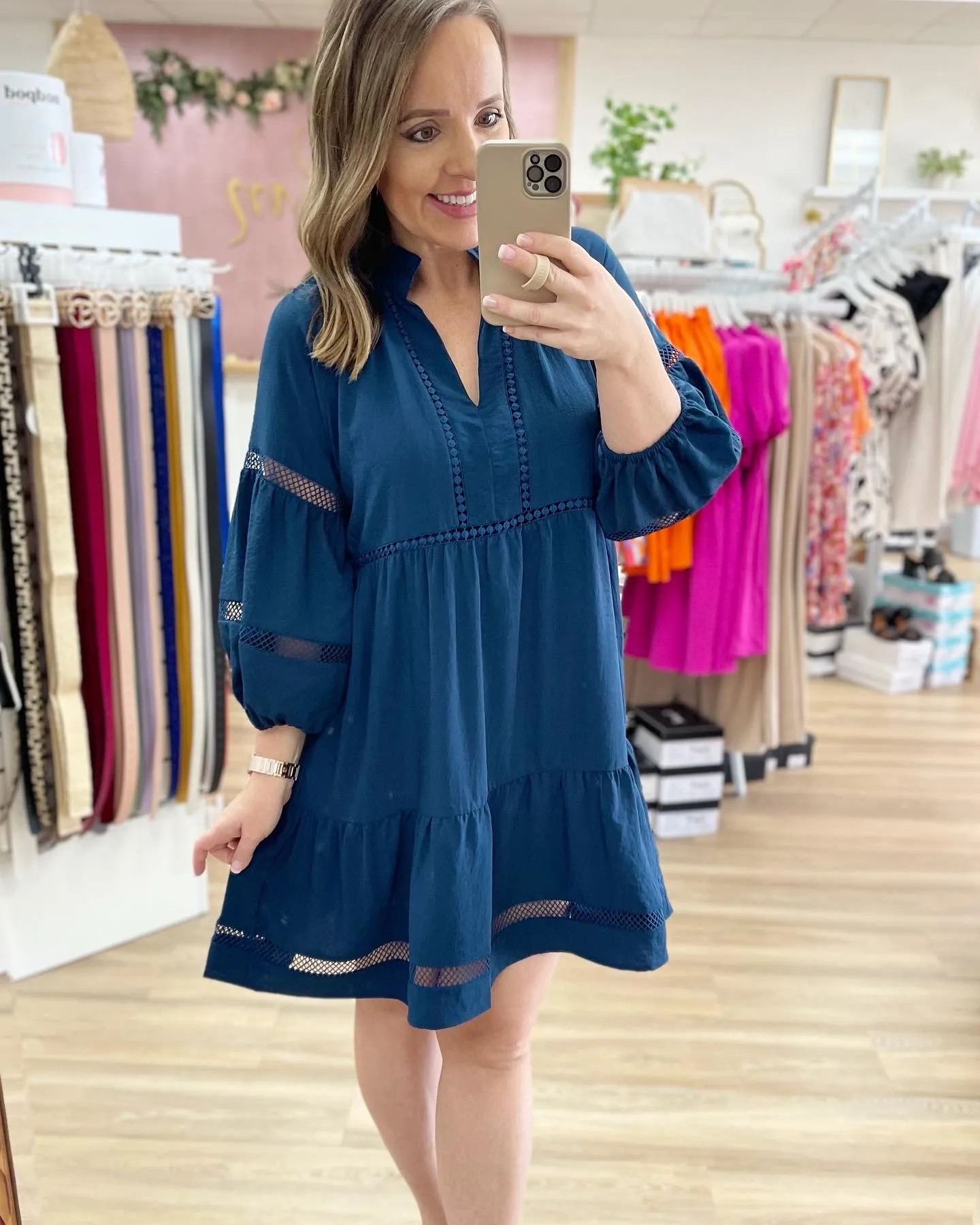Lace Trim Tiered Dress