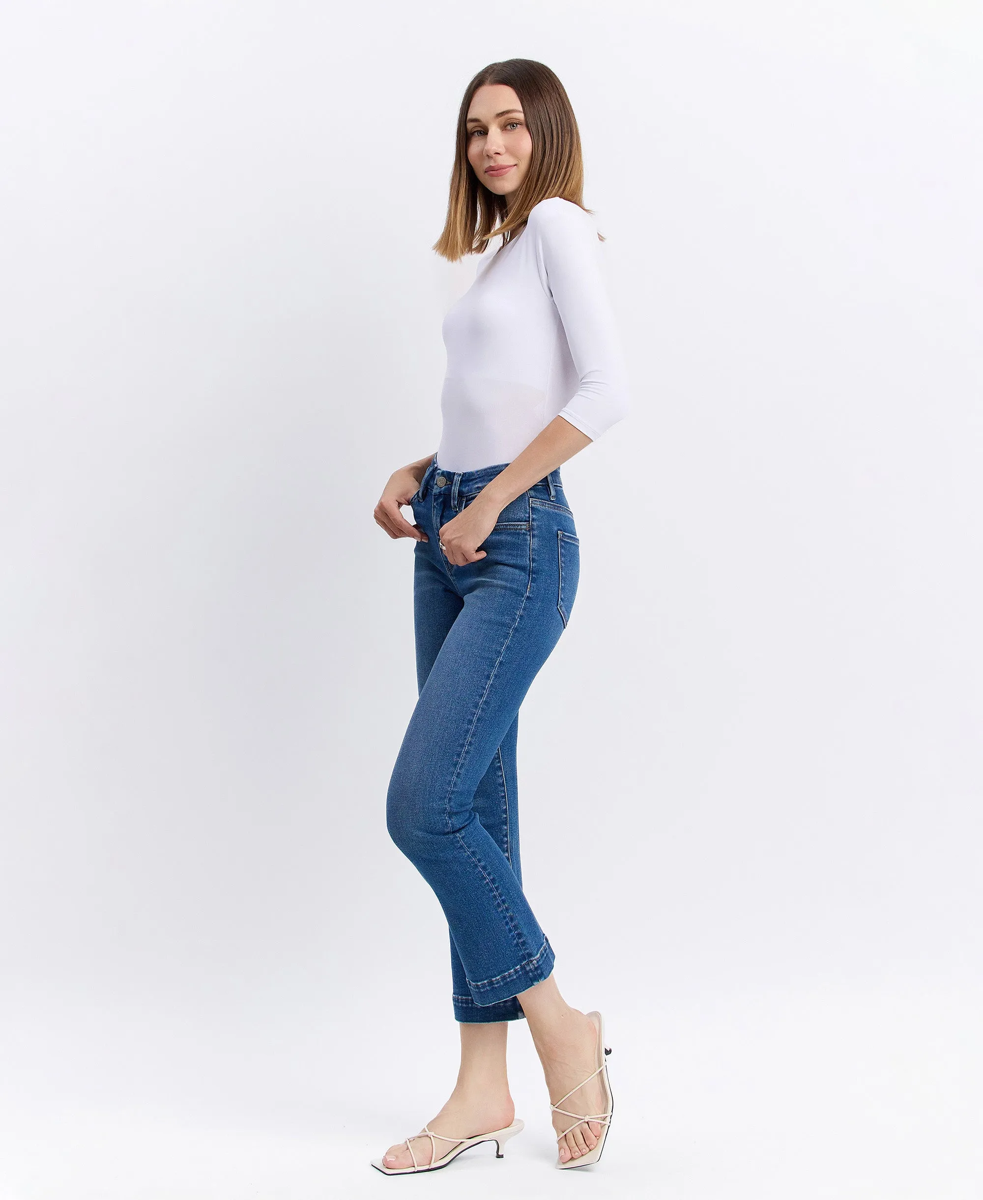 Laurie - High Rise Seamless WB Trouser Hem Kick Flare Jeans