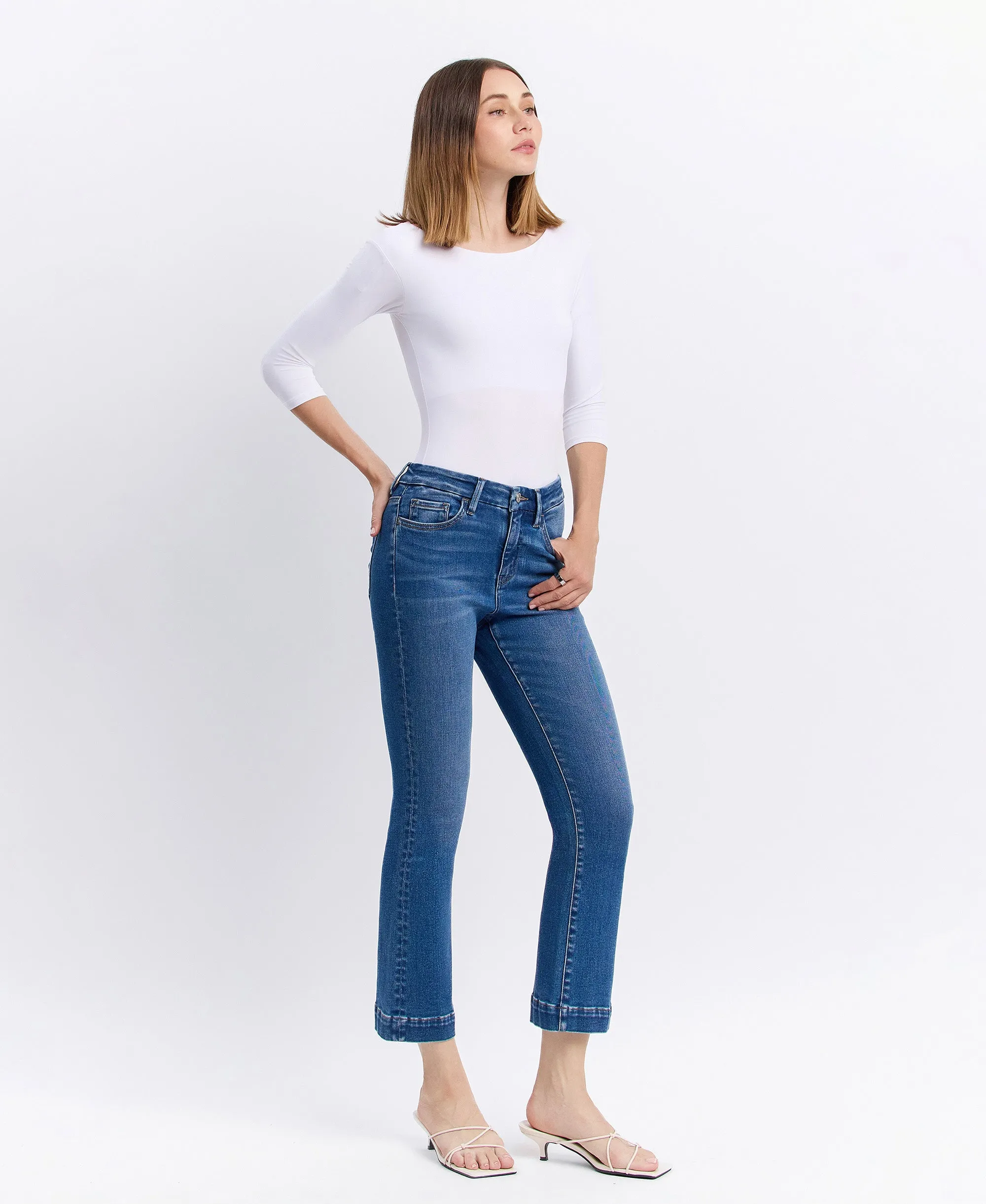 Laurie - High Rise Seamless WB Trouser Hem Kick Flare Jeans