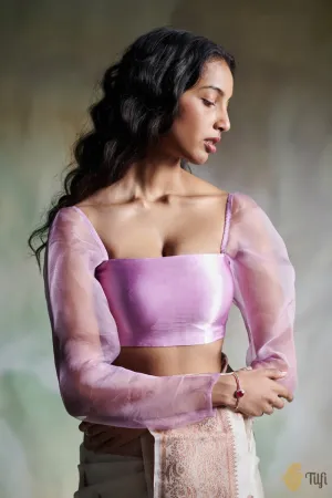 Lavender Satin Silk Organza Blouse