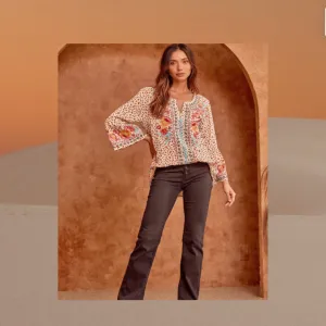 Leopard Top w/ Bell Sleeve