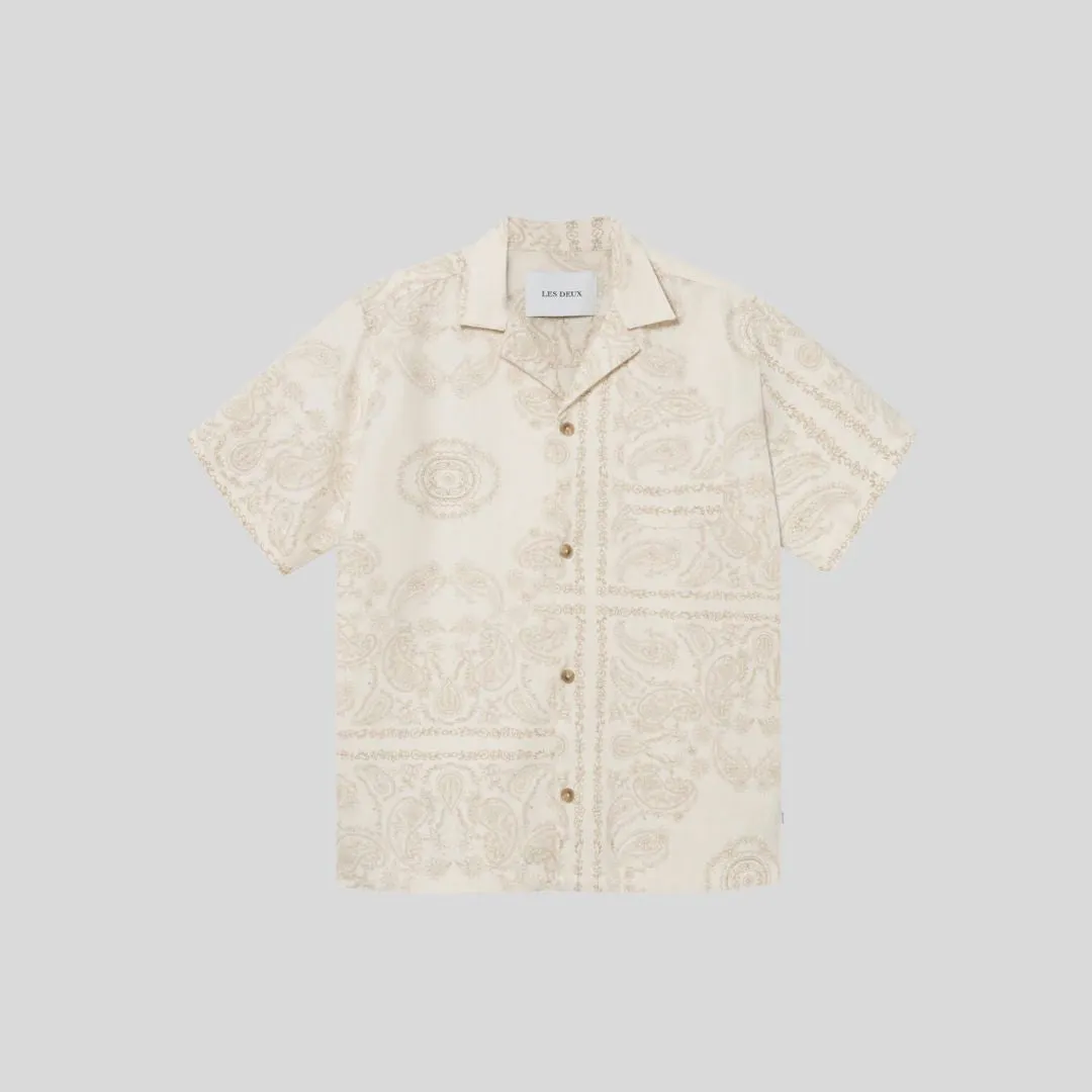 Lesley Paisley Short Sleeve Shirt (Light Ivory)
