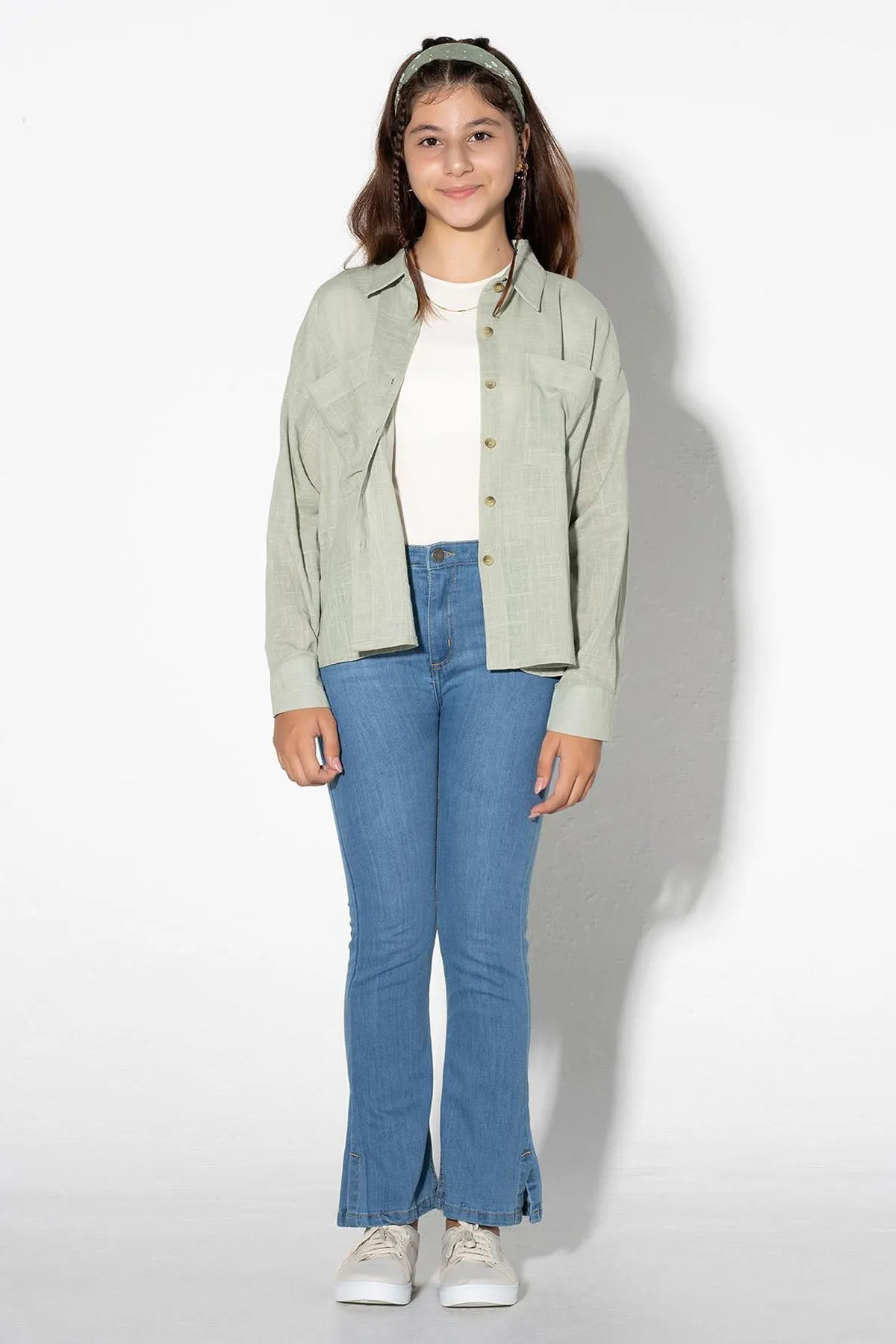 Light Wash Boot Cut Jeans For Girl - Light Blue