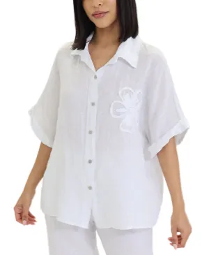 Linen Top w/ Flower