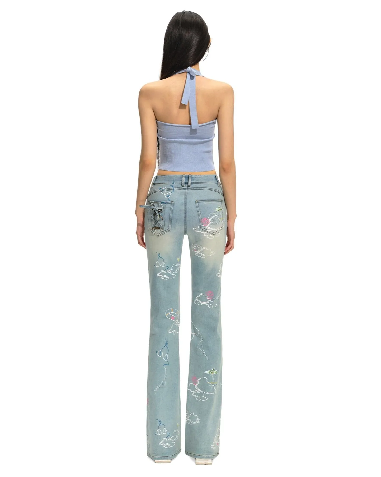 Logo Print Mermaid Jeans