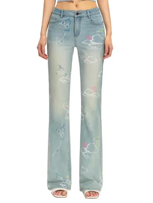 Logo Print Mermaid Jeans