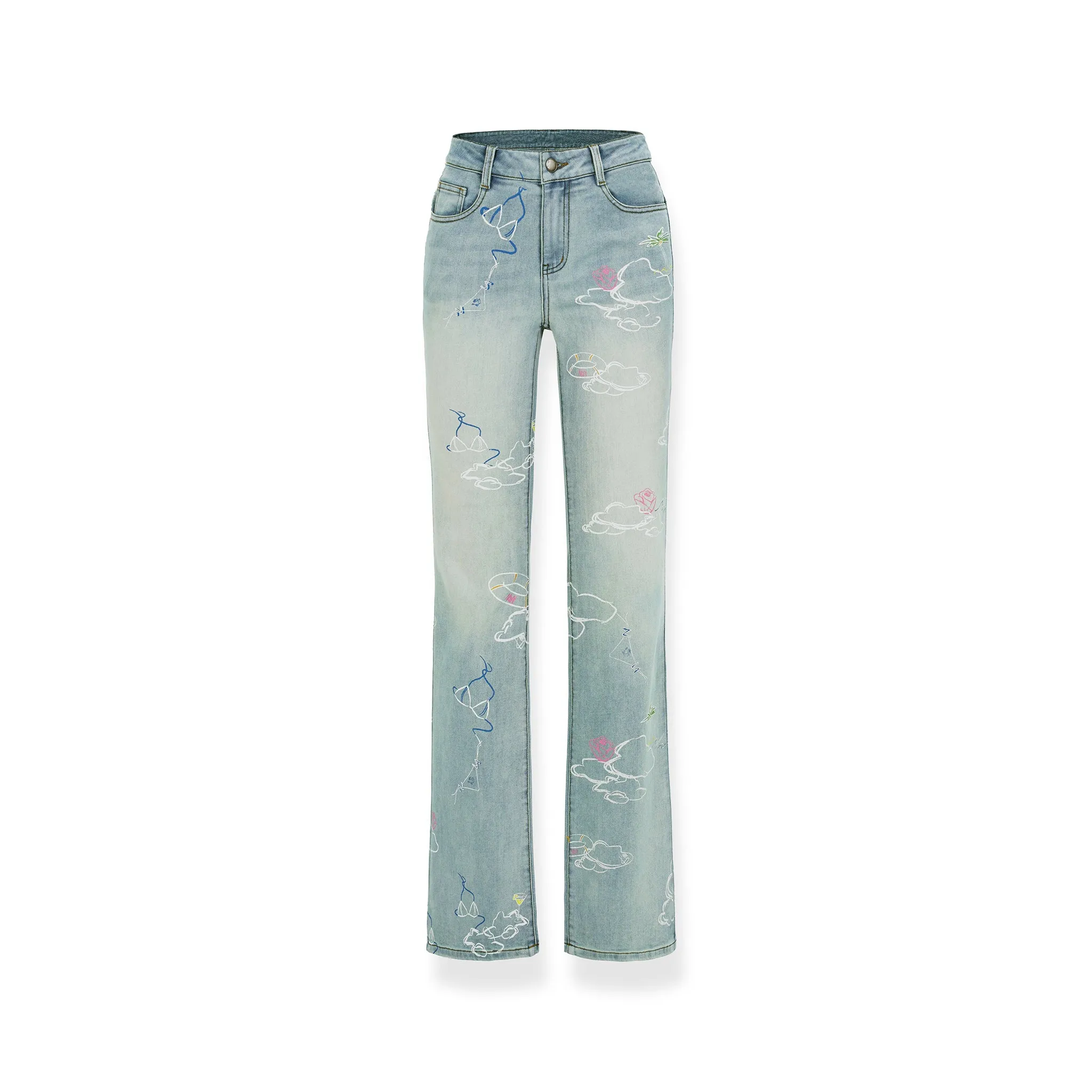 Logo Print Mermaid Jeans