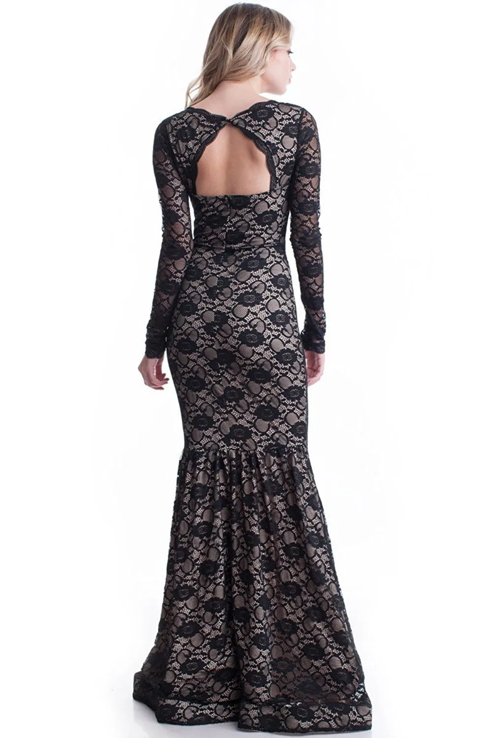 Long Black Dress Floor Length Formal Lace Mermaid Gown Maxi