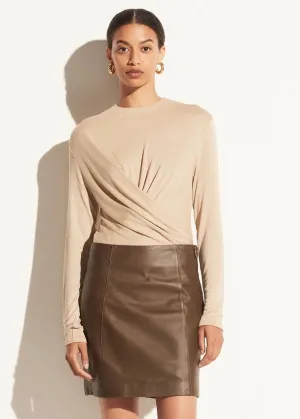 Long sleeve Draped Bodysuit (Beige)