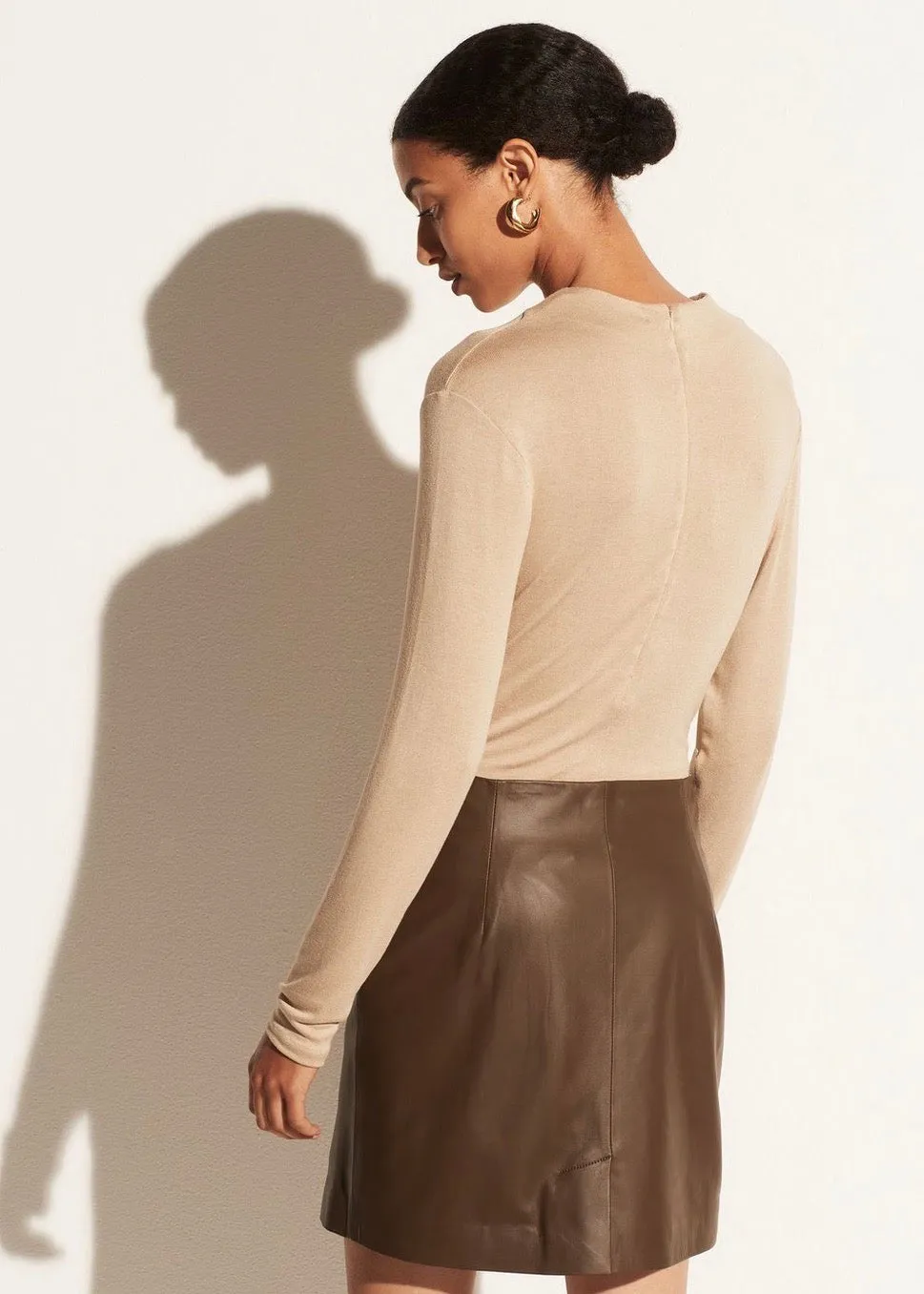 Long sleeve Draped Bodysuit (Beige)